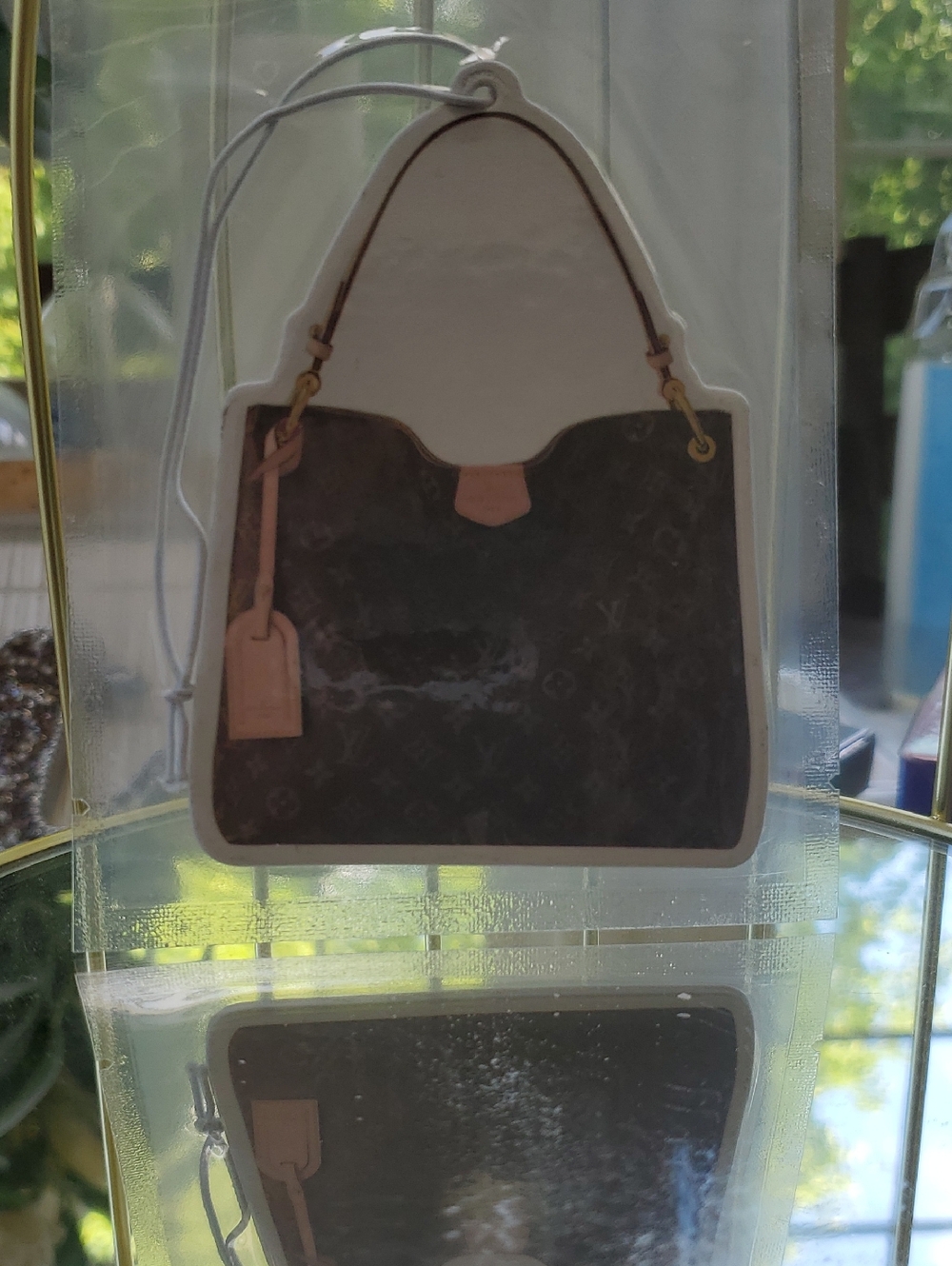 Luxury Monogram Tote Air Freshener - Brown & Pink